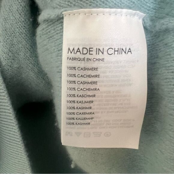 Club  Monaco Cashmere Dolman Ribbed Sleeve Mint Green Sweater Petite - Picture 4 of 4